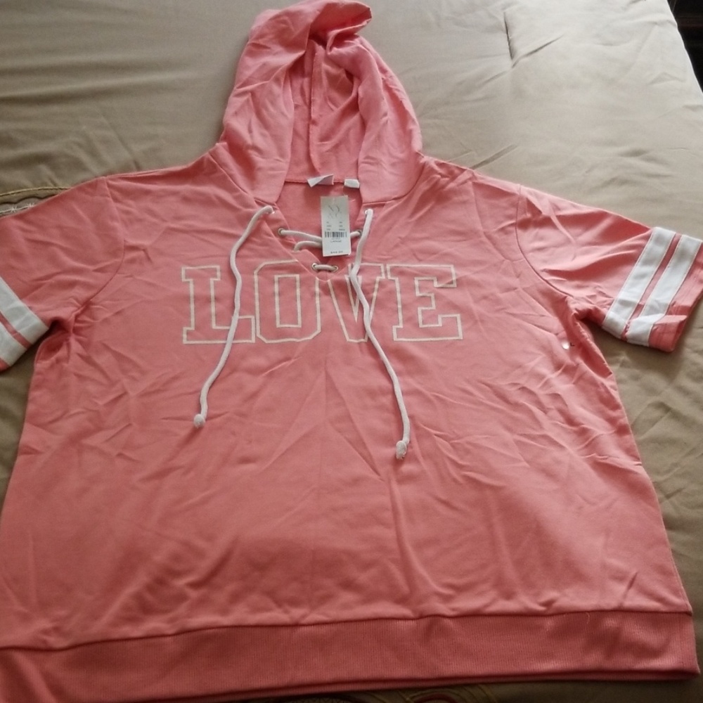 Coral  short sleeve sweatshirt